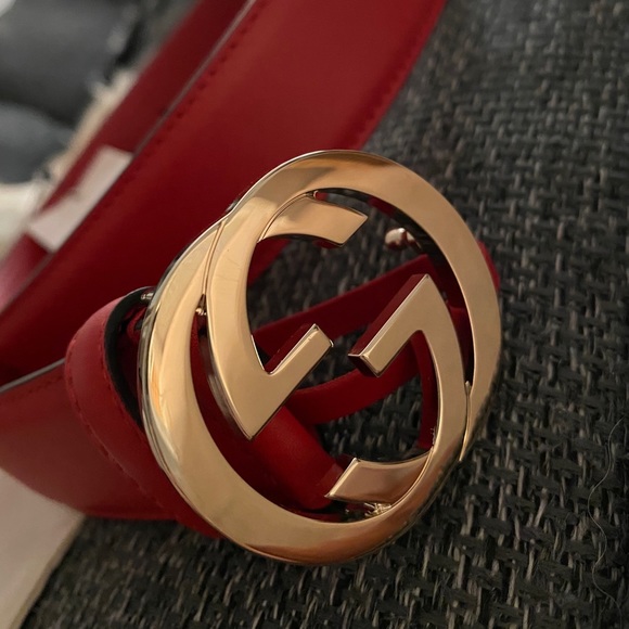 Red Leather Gucci Belt Women’s size 90 main image 4